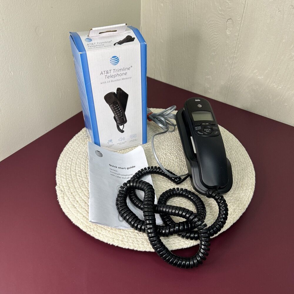AT&T Trimline Corded Telephone Caller ID Call Waiting 13 Number Memory Black